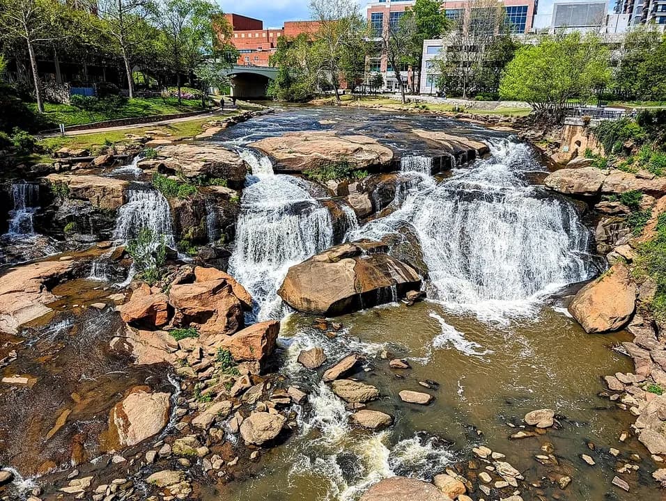 Greenville cityscape and surrounding landscape